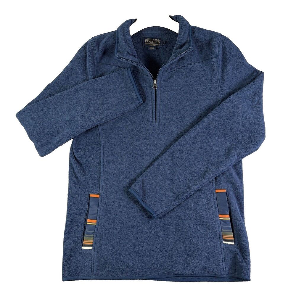 Pendleton 1/4 Zip Pullover Mens Small Navy Blue Fleece Long Sleeve Winter Zipper
